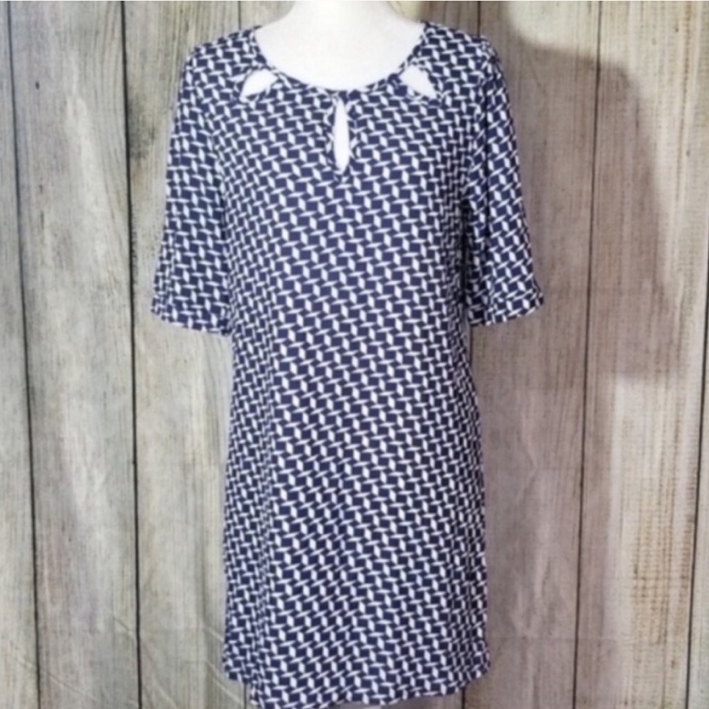 Anthropologie Blue Pattered Flowy Mini Dress